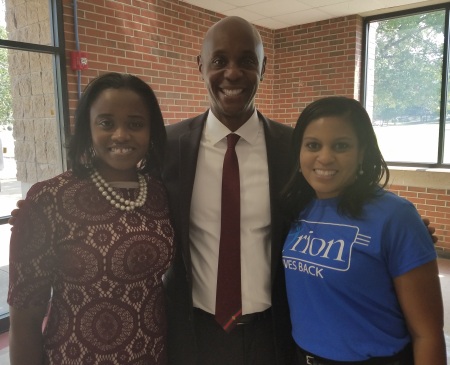 SCS Superintendent Dorsey Hobson, with Trevia Chatman, Orion BDO (left) and Robin Parsons, Orion Branch Manager (right)